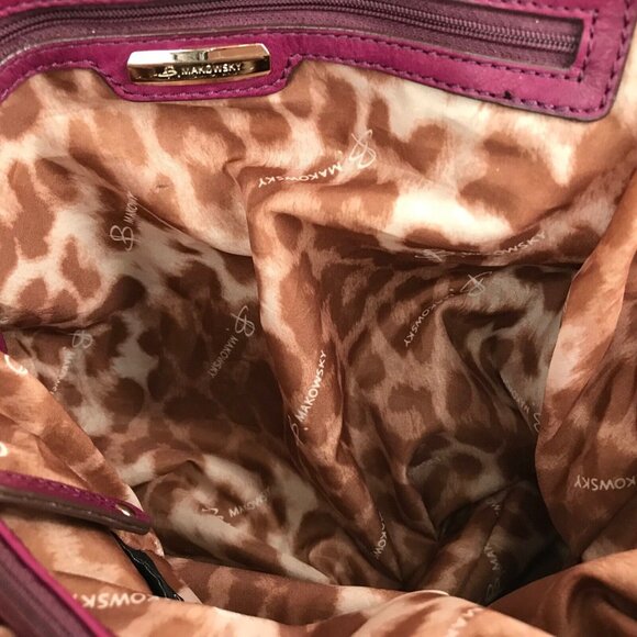 B MAKOWSKI Large Leather Hobo Shoulder Bag Purse Pink Copper Designer Pockets - Picture 14 of 16